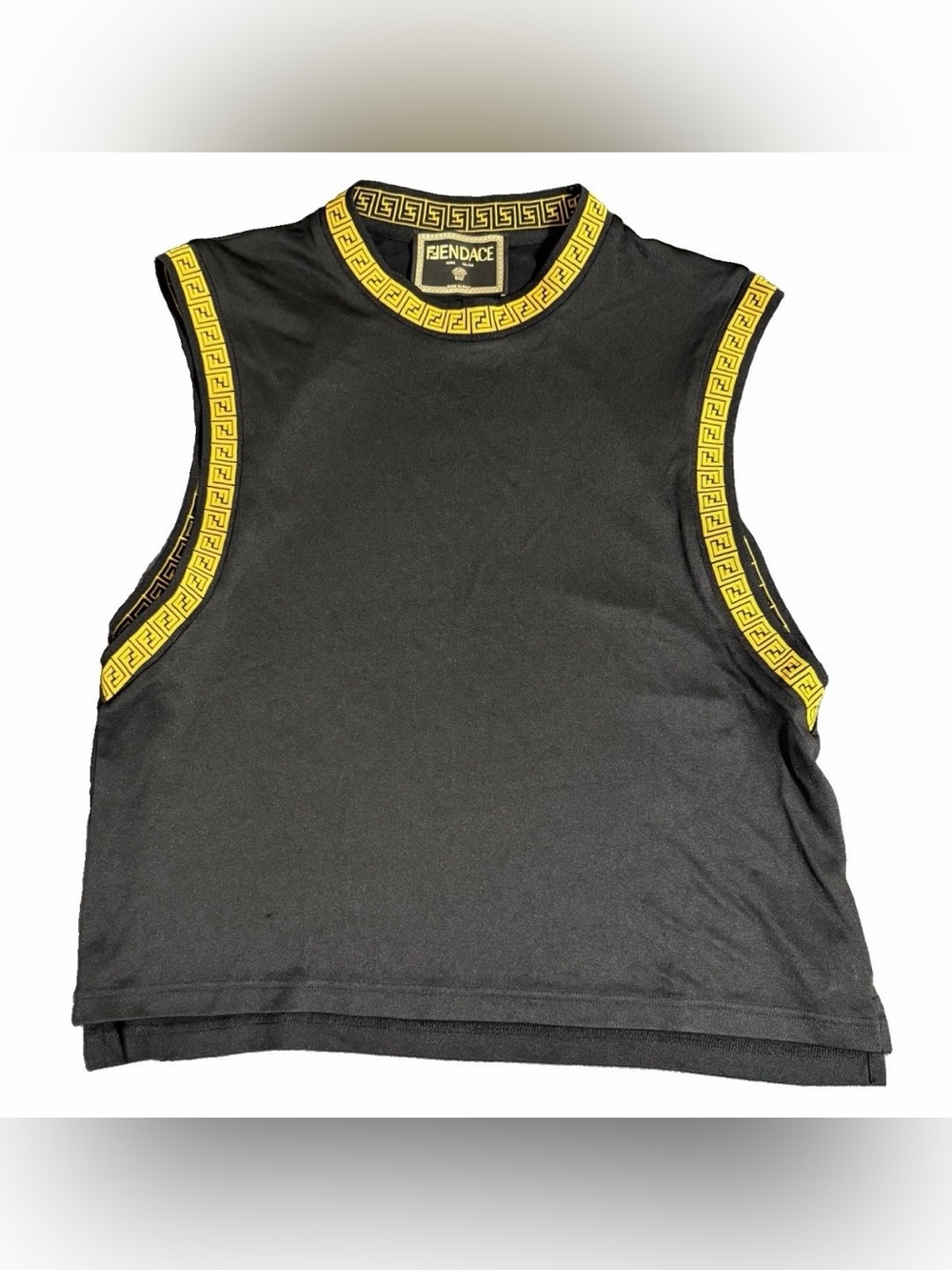 Fendace Versace by Fendi Tank Top Black Yellow Small High Neck